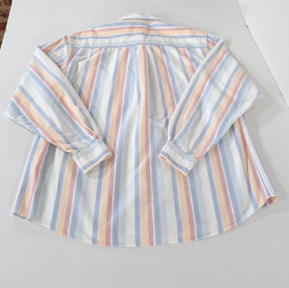 LL Bean Colorful Striped LS Oxford Shirt - Picture 4 of 6